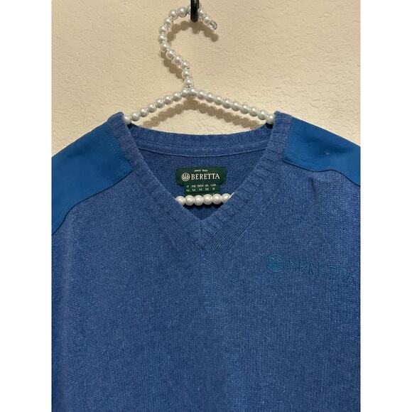 Beretta Wool Sweater Mens Size Small Blue Knit Pullover Jumper Made in Italy - Picture 4 of 12